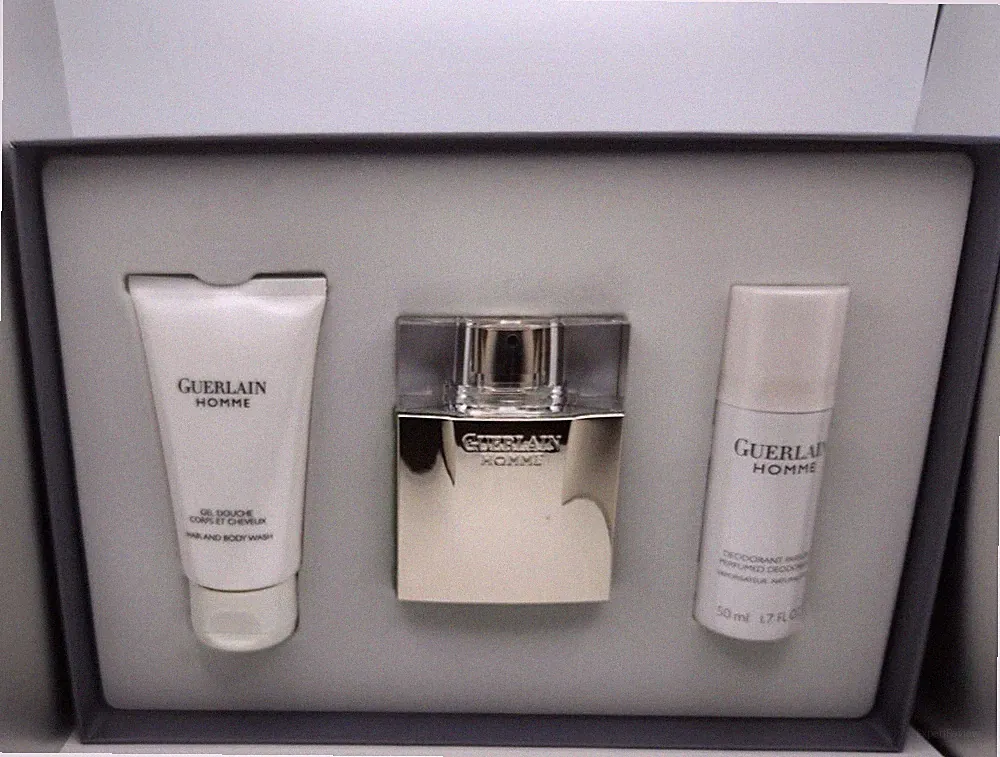 Guerlain Homme Men 2.7OZ Eau-de-toilette Spray, Perfumed Deodorant,and Body Wash