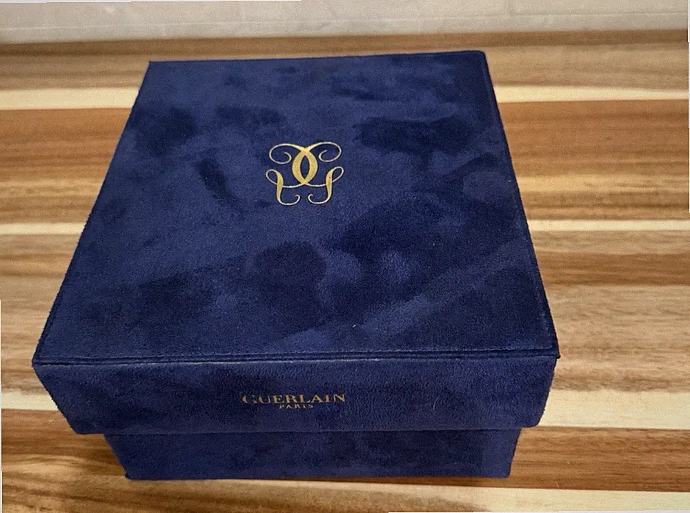 Guerlain Paris Empty Square Blue Velvet/Suede Box