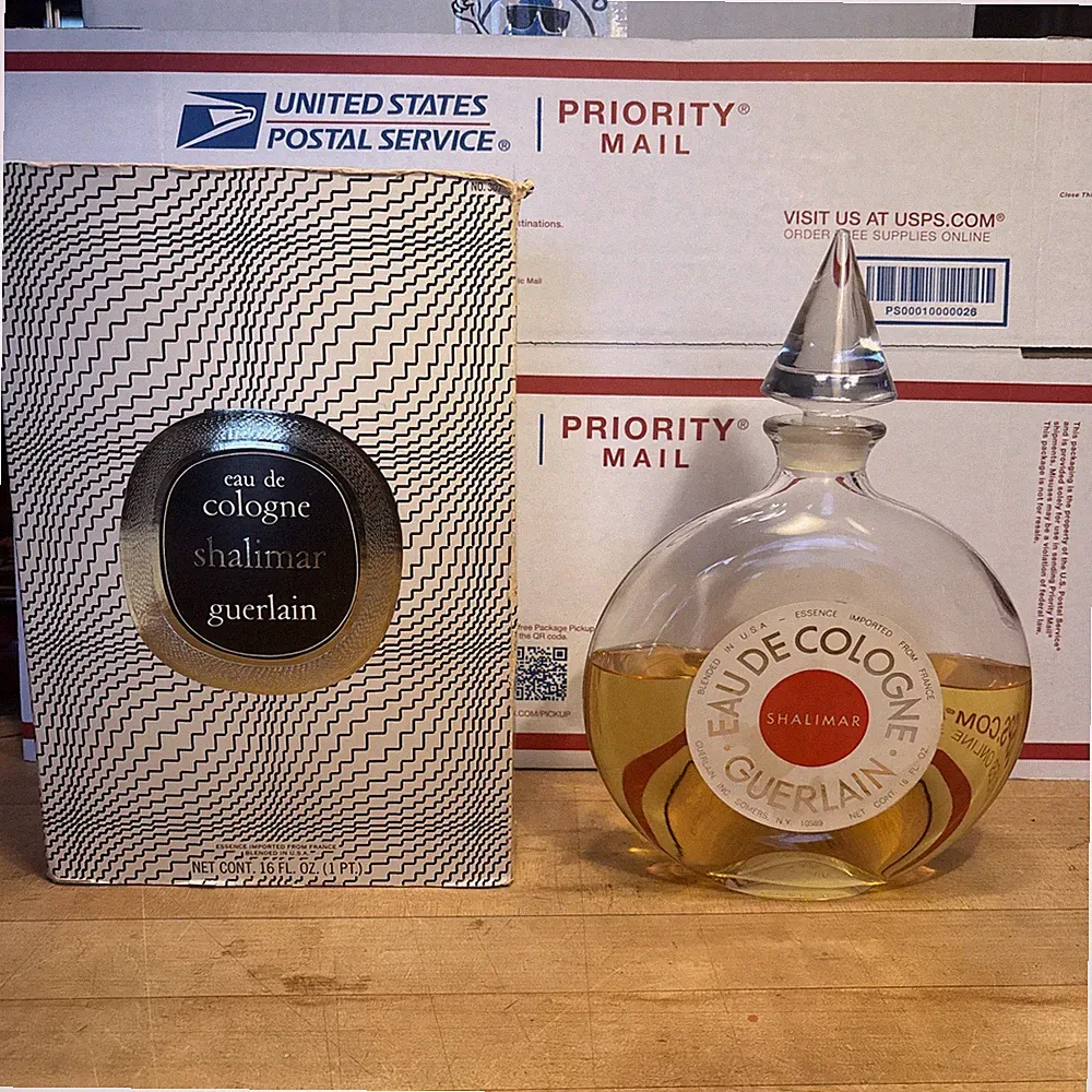 Guerlain Shalimar XLARGE 16oz Eau de Cologne Perfume GlassStopper 2/3 Full W Box