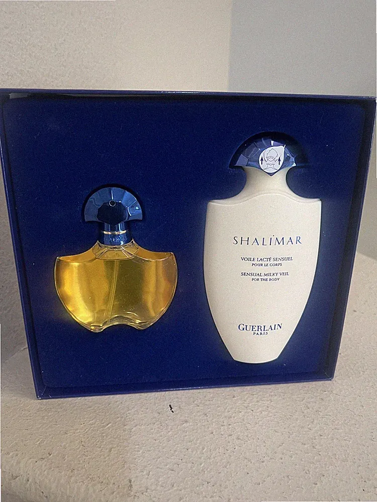 shalimar perfume 1.7 FL Oz Gift Set With Sensual Milky Veil For The Body 6.8 OZ
