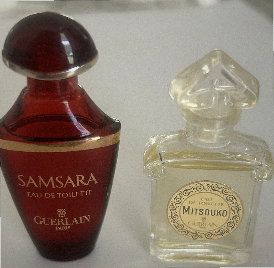 Vintage Bottles Guerlain Mini Perfume Lot- Mitsouko & Samsara Collectible